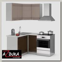 Кухня угловая 1х1,4 (универс.угол) decor "Бруско" (МДФ) (Кофе молоко/Шоколад) /ИЦMkk/2