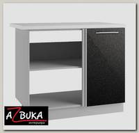 Тумба 1000 угловая правая "Лакрима" (МДФ металлик) (Черный металлик)