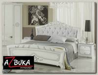 Кровать 1600 luxe "Виктория" (МДФ) (Белый/Серебро/Велюр/Шелкография) MrEvr