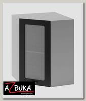 Шкаф угловой 550х550 "Чарли" (МДФ) (Черная шагрень/Стекло)